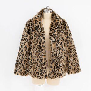 Forever 21 Leopard Faux Fur Open-Front Coat – Size S
